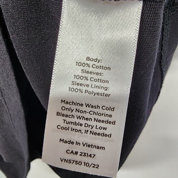 Talbots Floral Puff Sleeve Top Size XL Black Stretch Keyhole Ribbed Round Neck - Picture 11 of 11